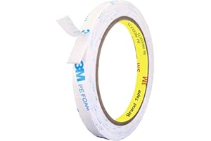 UPwoktem Double Sided Tape Heavy Duty, Mounting Adhesive Strips, 0.4in x 10ft PE Foam Tape for Walls Crafts Alarm Sensor DIY Home Decor