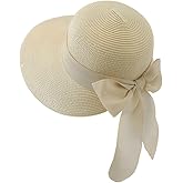 Straw Beach Sun Hat for Women Wide Brim UPF 50+ UV Protection Floppy Sun Hat Summer Foldable Beach Travel Bucket Hats