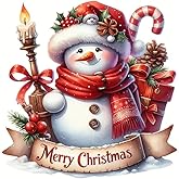 Merry Christmas Snowman Umbrella Hook PVC Vinyl Car Decals Stickers Waterproof Self-Adhesive Decals for Cars, Laptops, Trucks, Motorcycles Wall Window Luggage Scratch Cover Door Decor Sticker