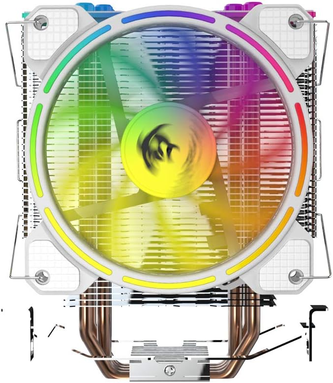SHARKHAN APEX4 Air CPU Cooler 120mm PWM Fan with Parhelion RGB - 4-Heat Pipes (Direct Touch Heat Pipe System) - Supports Intel LGA775 115x 1366 and AMD AMX FMX