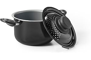 Starfrit Mini Pasta Pot with Perforated Lid, 2.2L Capacity, Quick Heat Distribution, Compact Stock Pot with Locking Drain Sys