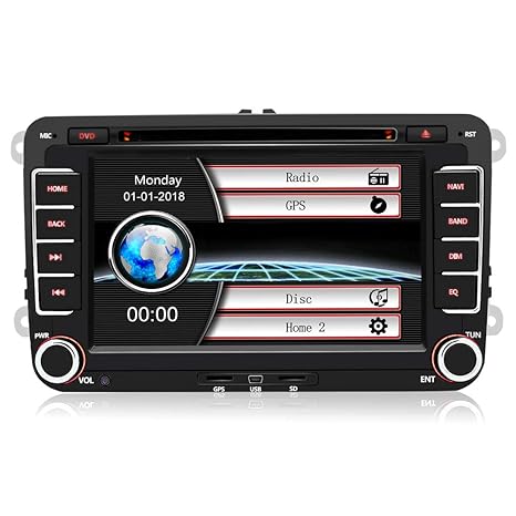 AWESAFE Radio Coche 7 Pulgadas con Pantalla Táctil 2 DIN para VW, Autoradio de VW con Bluetooth/GPS/FM/RDS/CD DVD/USB/SD, Apoyo Mandos Volante, ...