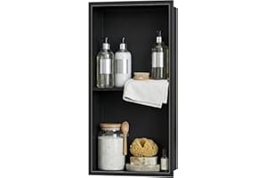 NBYTLT 24"x12" 304 Stainless Steel Shower Niche, Double Shelf Organizer in Wall Bathroom, Matte Wall Recessed Shelf for Showe