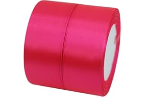 BLUE FEATHER PRODUCTS, INC. Jesep 1 1/2" Single Face Satin Ribbon 2 Rolls 50 Yards #1406 (HOT Pink)
