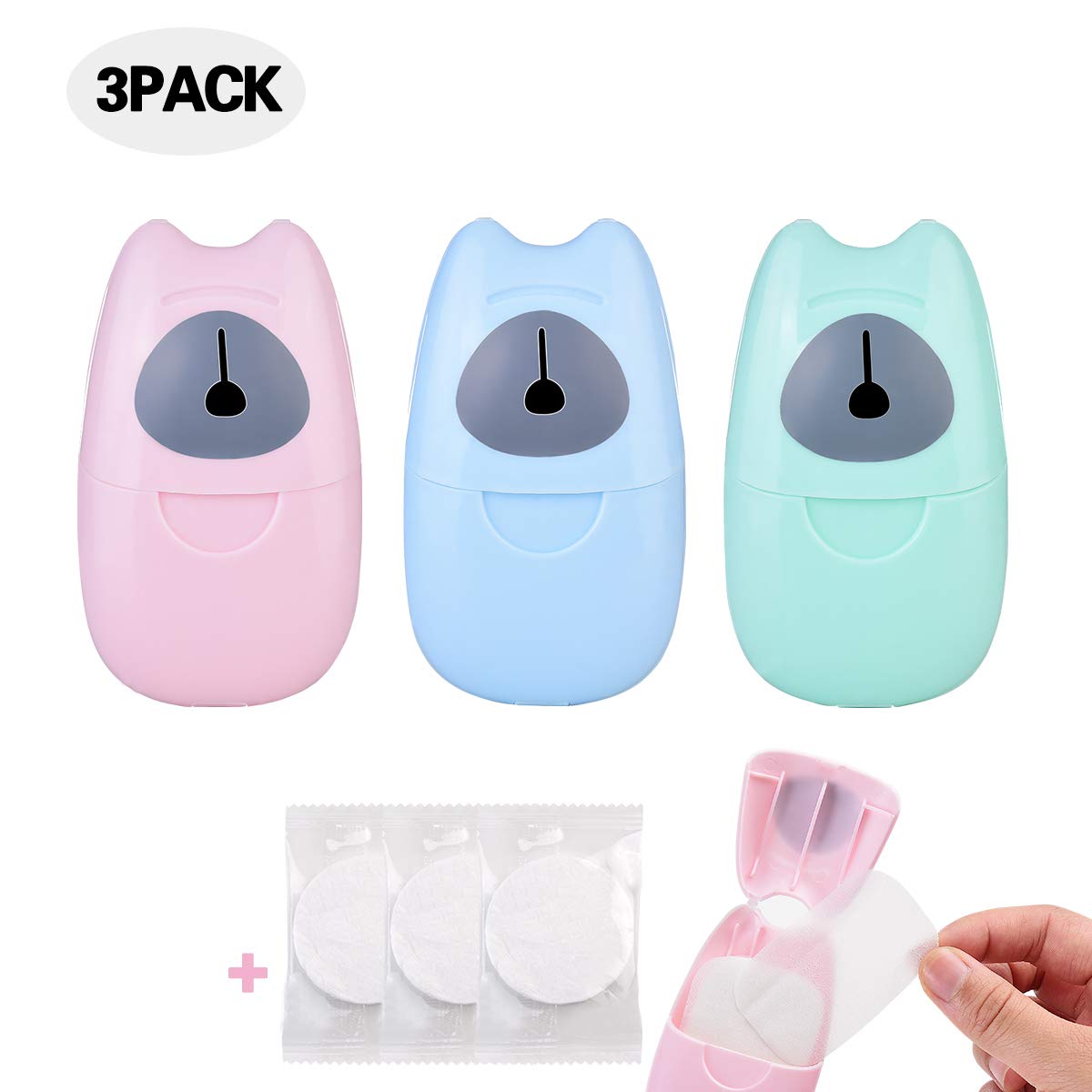 Amener Portable Mini Soap Paper Sheet(150 Sheets) Disposable Hand Soap Flakes Scented Sheets for Washing Outdoor Camping Hiking Bath 3 Boxes With 6 Compressed Cotton Towel Tablets: Beauty