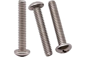 ROYCEMART 1/4-20 x 2 inch (25 pcs) Phillips Pan Head Machine Screw Bolt, 304 Stainless Steel 18-8 Rounded Head Screws, UNC Full Thread, Bright Finish