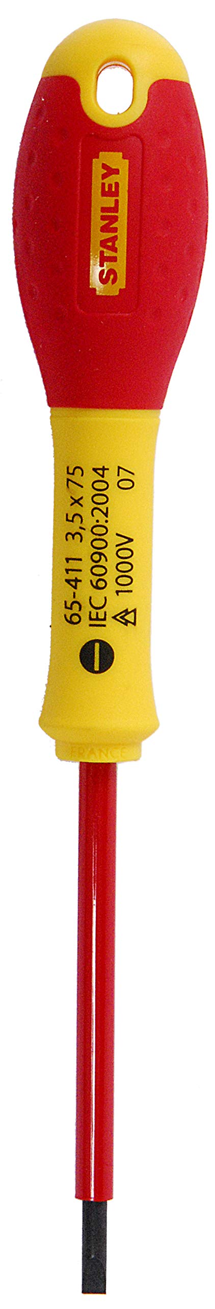 Stanley 1-65-411 Fat Max Screwdriver Insulated Slotted 3.5X75Mm-Red And Yellow