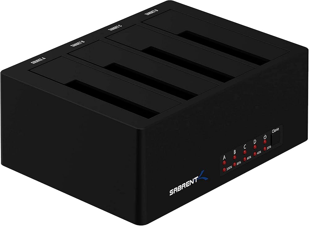 Sabrent 4 Bay Docking Station USB 3.0 5Gbps for 2.5 3.5 SATA SSD HDD Clone
