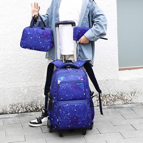 3Pcs Girls Rolling Backpack Kids Bookbag With Wheels Set Elementary Students Schoolbag - View #6