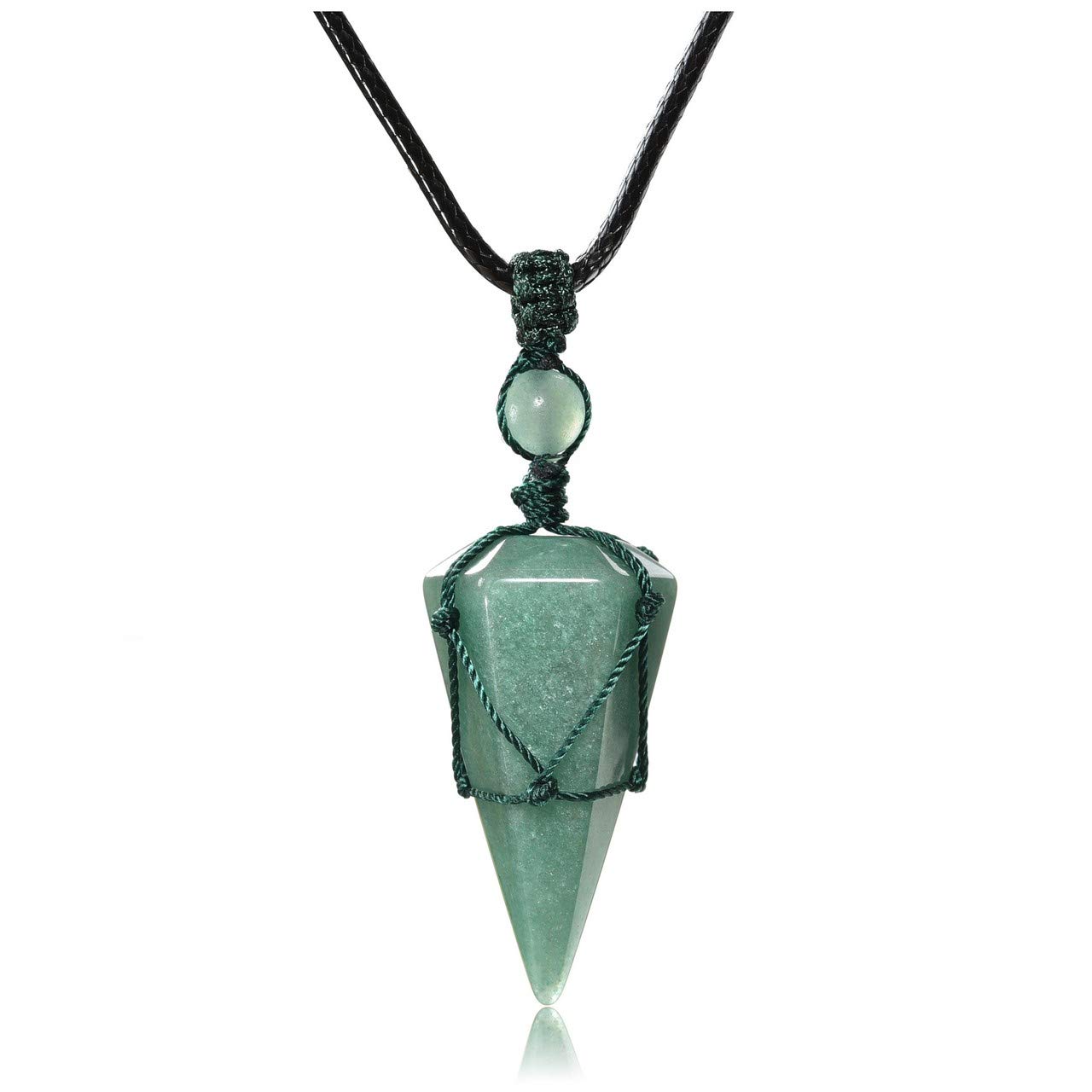 CrystalTears Green Aventurine Healing Crystal Necklace Wire Wrapped Quartz Crystals Stone Point Gemstone Pendant Necklace Natural Reiki Spiritual Jewelry for Men Women