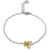 Galaxy Gold GG 0.6 Carat 14k Solid White Gold Butterfly Bracelet Citrine