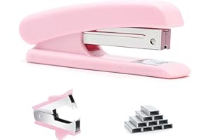 GROLENT Pink Stapler, Desktop Stapler, 25 Sheet Capacity, includes 1000 Staples and Staple Remover