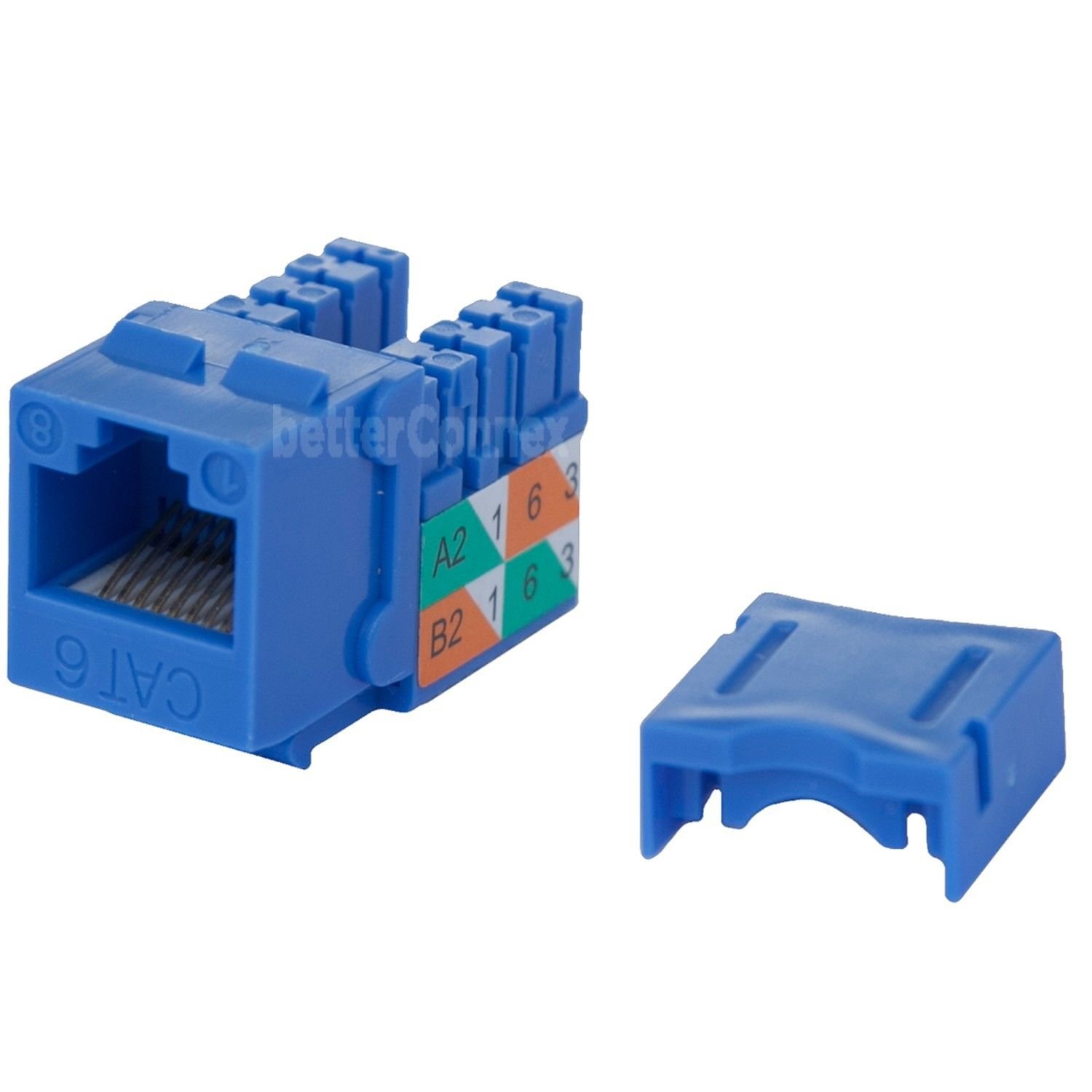 Cat5e 45-Degree Angled Keystone Jack | 110 Punch Down Type, Blue, For Network Panels