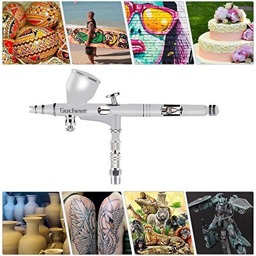 Gocheer Alta precisione Pistola Aerografo Doppia azione Gravità Alimentare Aerografo con 0,2 0,3 0,5mm ugelli Set per Tatuaggi Nail art Trucco Spray con Kit Pulizia Aerografo