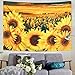 Krelymics Sunflower Tapestry Sunset Sunflower Field Tapestry Floral Plant Tapestry Yellow Flower Tapestry for Room