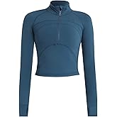 Vsaiddt Women's Athletic Half Zip Pullover Sweatshirt Workout Top Crop Quarter Zip Pullover Yoga Running Jackets