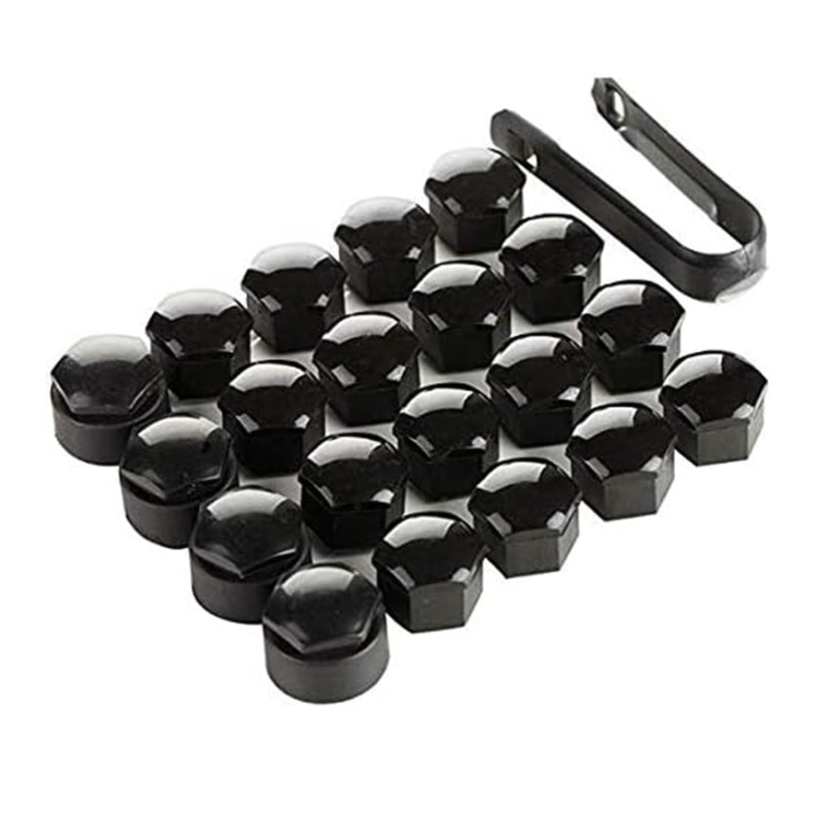 AUTOUTLET 20 Pcs Black Wheel Nut Caps Bolt Covers 17 mm Universal including 16 Standard Ones 4 Locking Ones Removal Tool