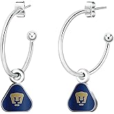 Simran International Pumas UNAM de La Liga MX Hoop Post Earrings with Logo Charm