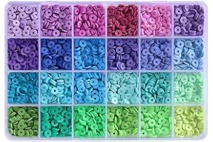 24 Colors Polymer Clay Beading Kit 6mm Soft Clay Sheets for DIY Jewelry Making Bead Craft Supplies with Storage Box