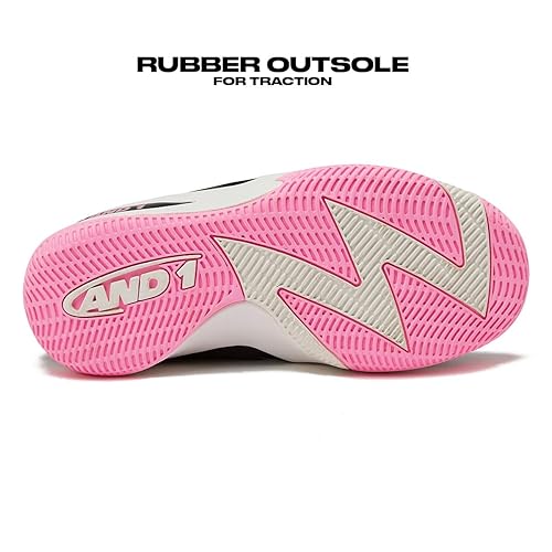 And1 Boys Pink AND1 Gamma SS Boys Girls Basketball Shoes, Kids Youth Cool  Basketball Sneakers With Strap Black/White/