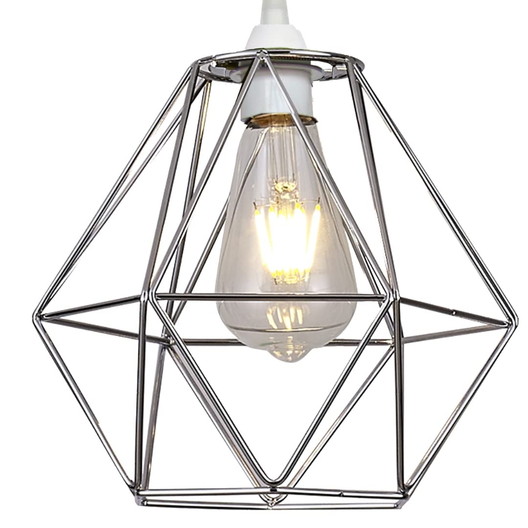 Loxton Lighting EasyFit Metal Wire Cage Ceiling Pendant Light Shade (Polished Chrome)