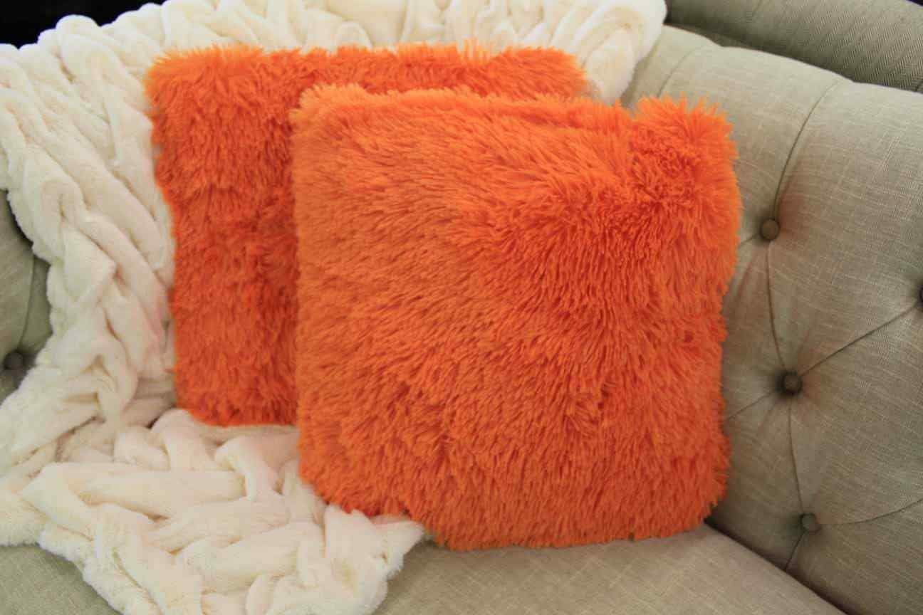 orange shag pillow