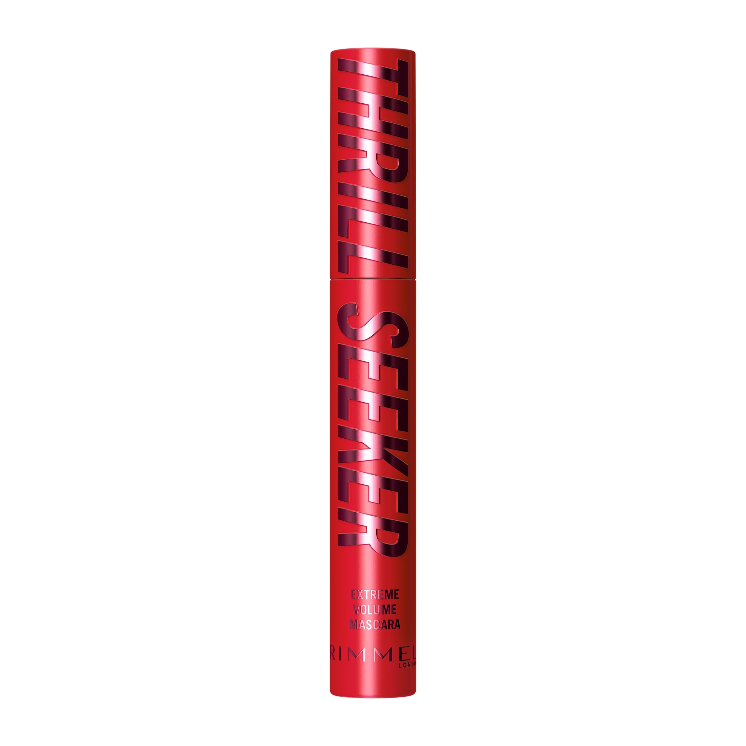 Rimmel Thrill Seeker Extreme Mascara, 001 Black, Ultra Volumising, Lengthens and Lifts Lashes, Up To 24-Hour Wear, Big Tower Fibre Brush, Smudge-Proof, Flake-Free, Clump-Free, Vegan, 12.5ml