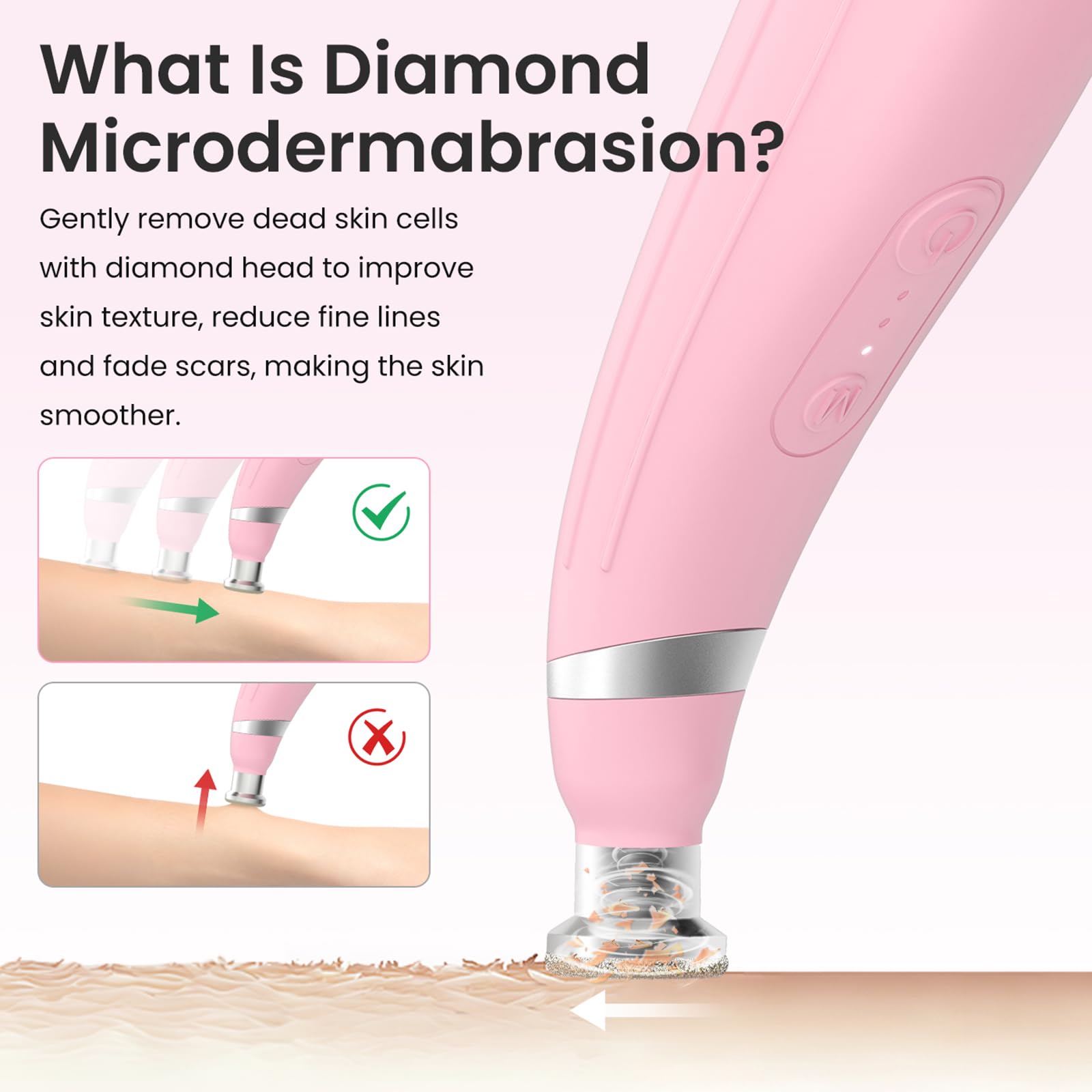 UNOISETION Diamond Microdermabrasion Machine, Rechargeable Cordless Dermabrasion Facial Machine with 3 Levels, Professional Portable Home Travel Microdermabrasion Device