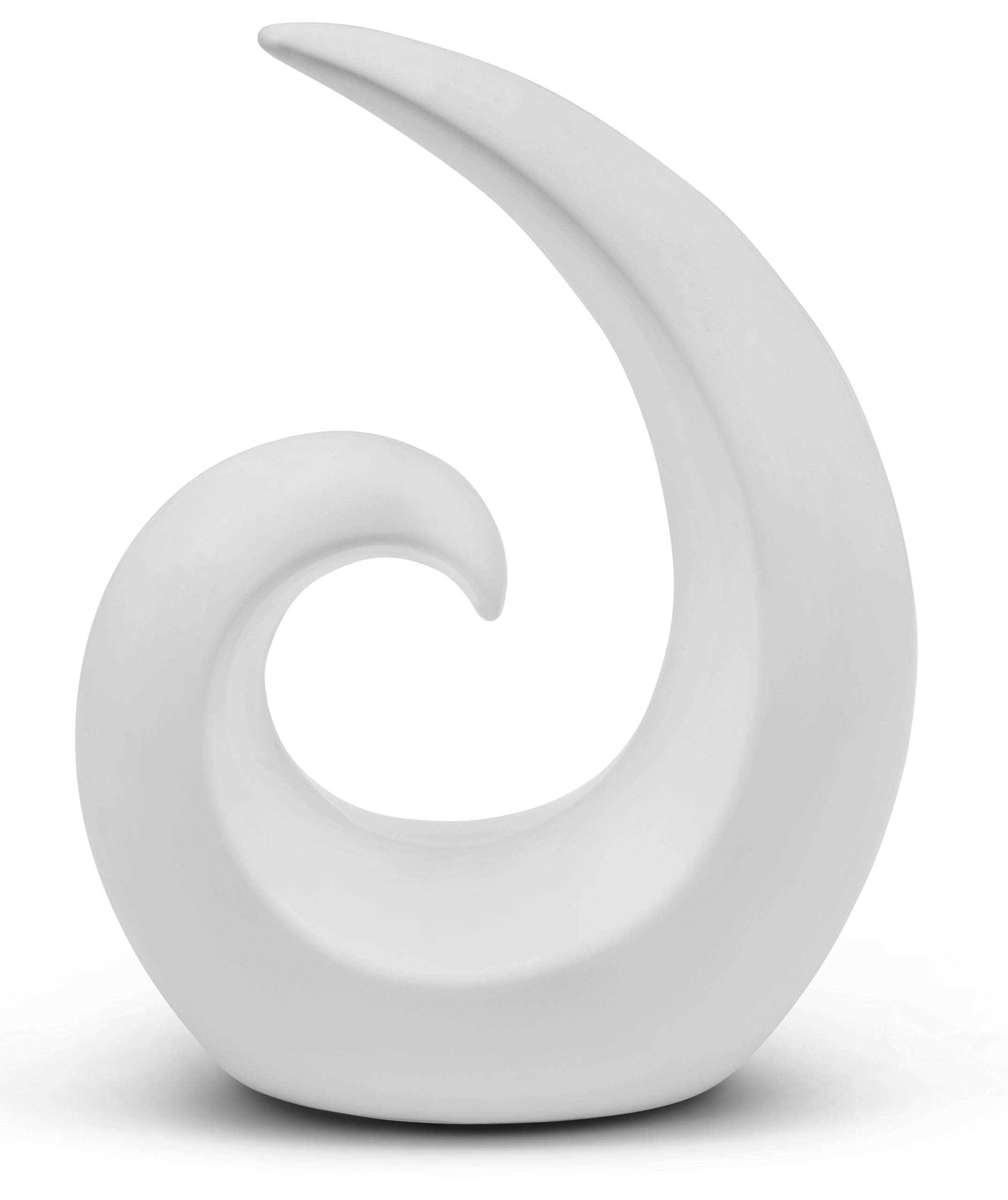 FeinKnick Stylish ceramic sculpture - modern decoration statue in white - decorative spiral 20 cm high - figurine also suitable as a gift