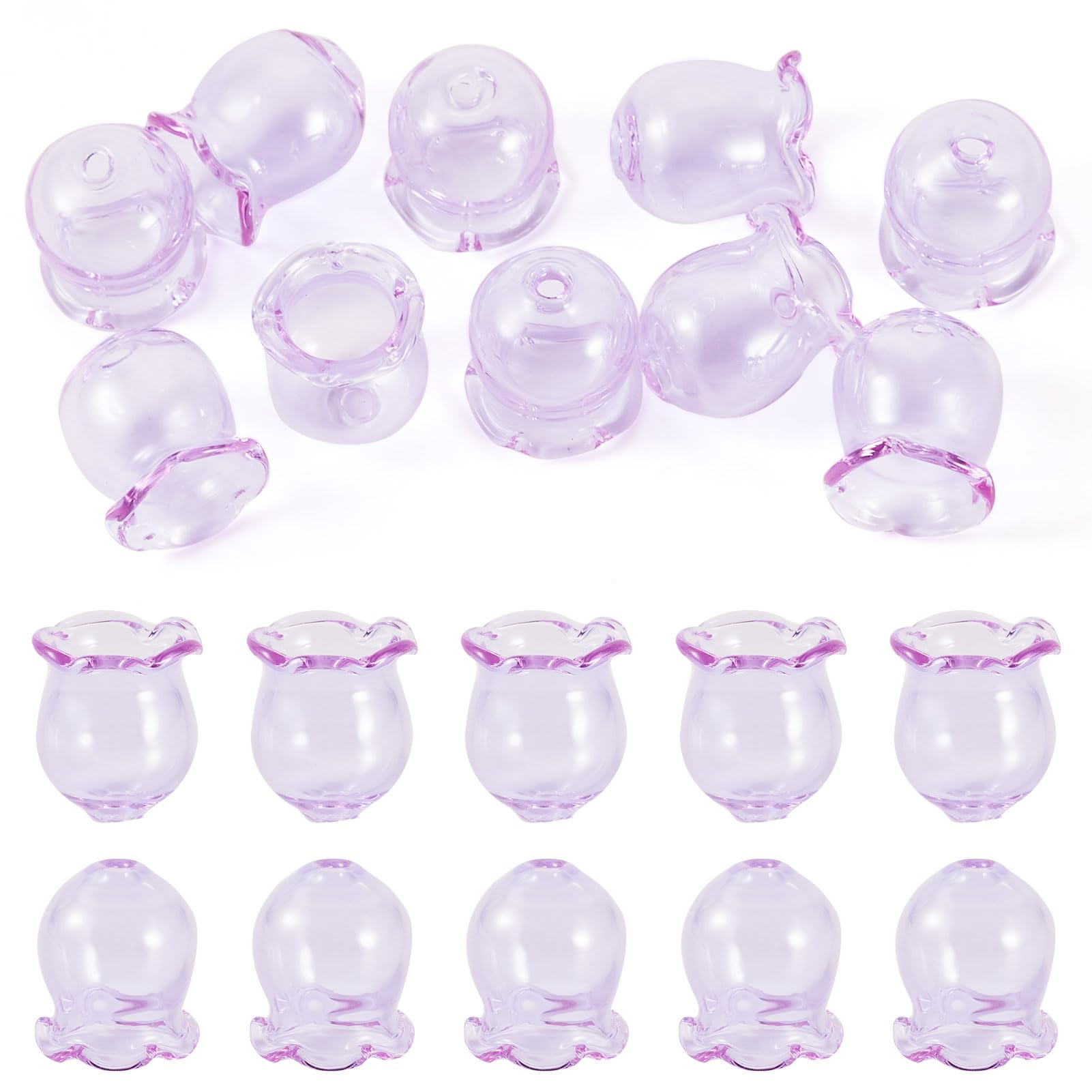 Photo 1 of 10 Pcs Purple Wind Bell Beads Glass Trumpet Flower Bead Caps Glass Fishing Beads for DIY Wind Chimes Crafts Keychain Lanyards Earring Jewelry Making Christmas Tress Decor