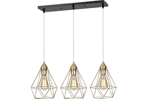 SEEBLEN 3- Light Indoor Island Pendant Light Gold Metal Hanging Ceiling Light Fixtures for Kitchen Kitchen Island Bar Dining 
