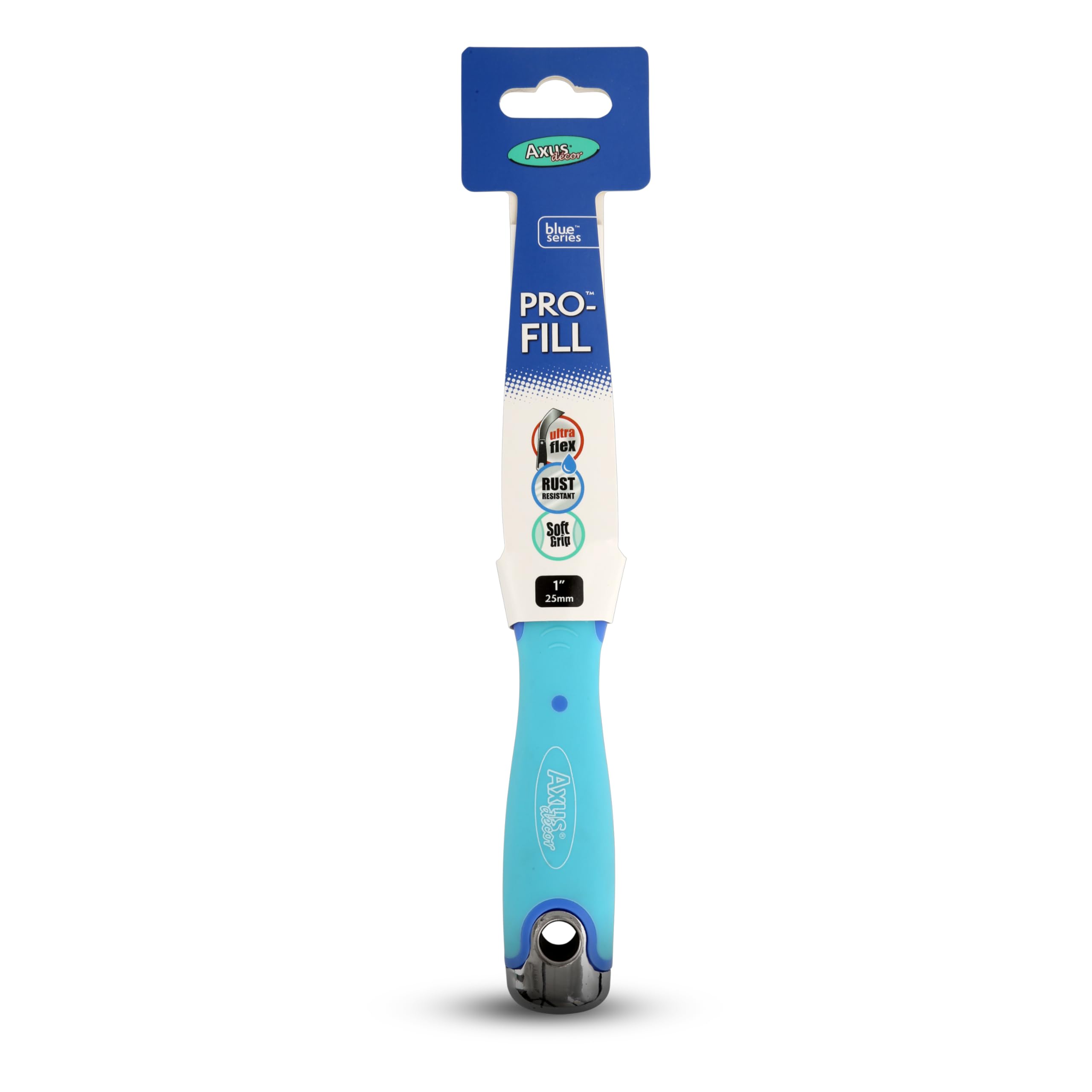 Axus Decor Pro-Fill (Blue Series) Stainless Steel Flexible Filling Knife, Filler Knife - Putty Knife for Professional & DIY Projects, Anti Rust Blade and Rubberized Handle - 1 Inch/ 25mm