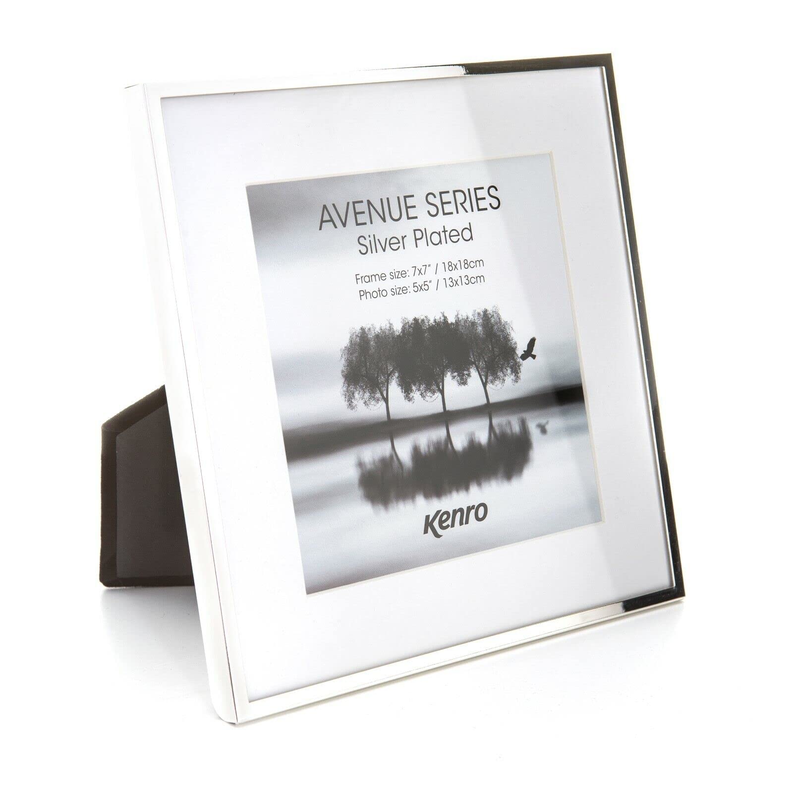 Kenro Avenue Silver Plated Photo Frame 7x7 Inch / 18x18cm with White Mat for Photo 5x5 Inch / 13x13cm – AVE1313S