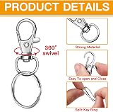 JOLCEEY 120 Pcs Swivel Lobster Clasps & Key Ring Hoops 60 Pcs Clips 60 Pcs view 3