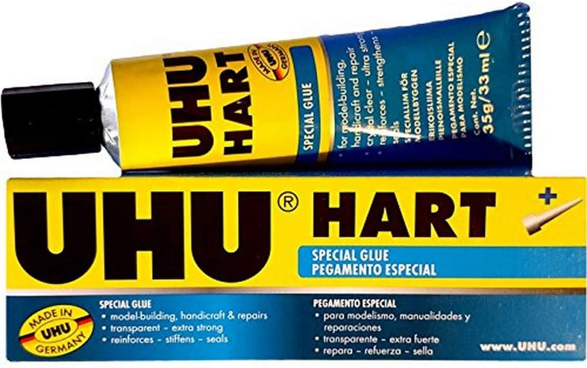 UHU hart, special adhesive for assembling small parts in model building 35gr folding box, transparent
