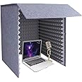 Desktop Soundproof Cover, Portable Recording Booth, Microphone Isolation Booth Cube, Vocal Absorbing Shield, Small Music Recording Studio for Home Studio, Music Recording (Grey, 70x70cm)