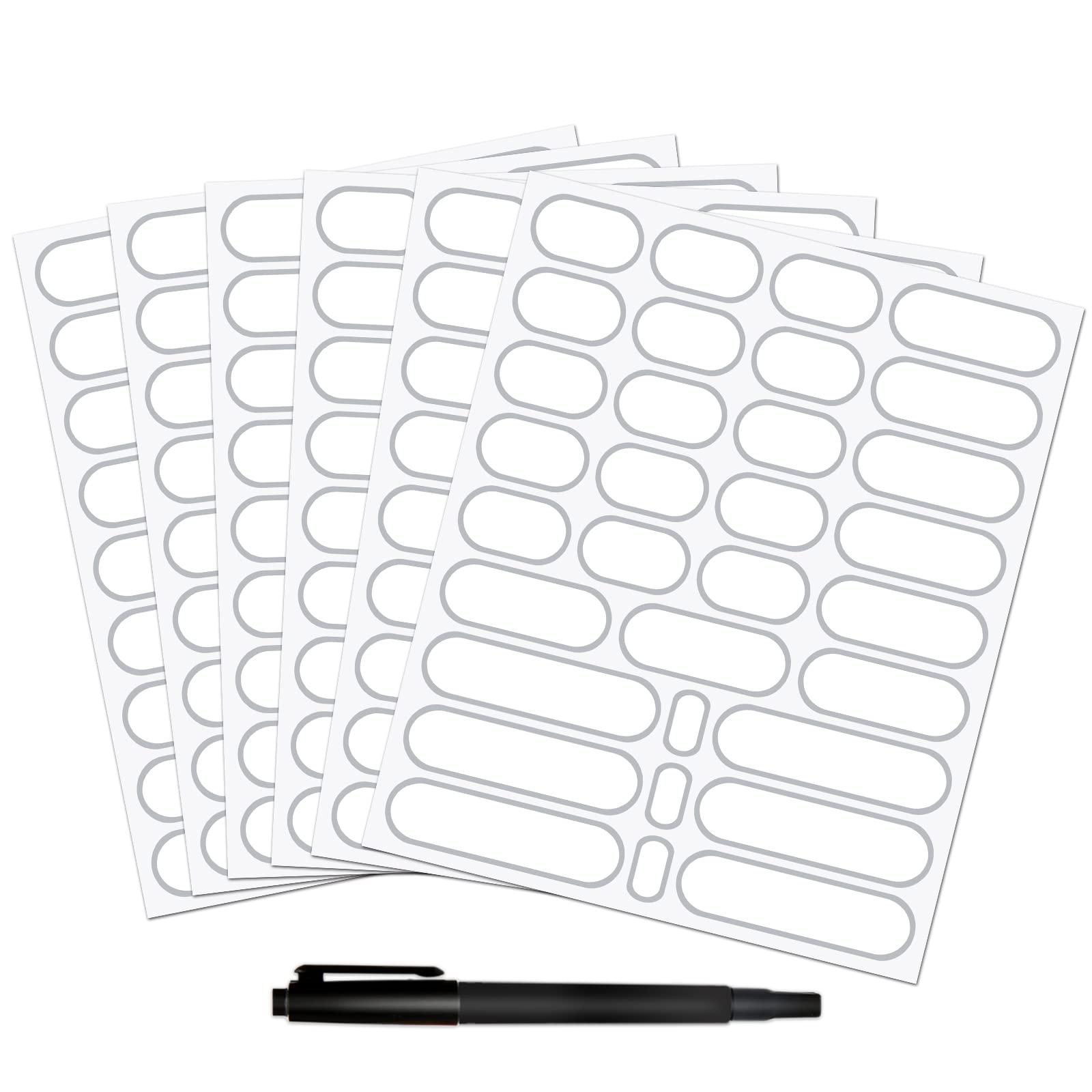 Photo 1 of 192pcs Labels for Jars Removable Waterproof Write-on Bottle Labels Stickers with Silver Border for Organizing Home Kitchen Pantry Food Storage Containers Spice Jars Jam Cannings, with Marker Pen