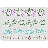 FINGERINSPIRE Flower Border Stencil (4 Style) 11.7x8.3inch Vines Stencil | Reusable Flower Drawing Stencil A4 Size Ivy Decoration Stencil for Painting on Wall, Furniture, Fabric, Wood and Paper