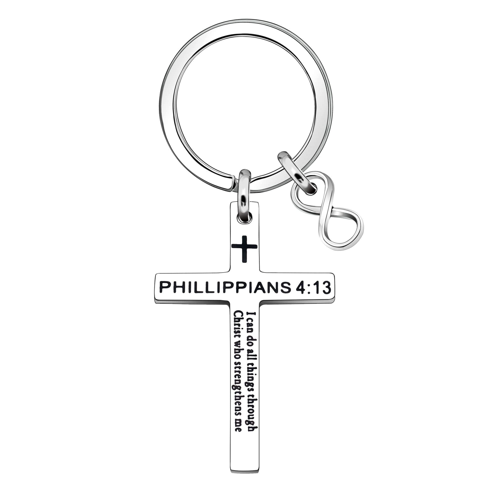 Coagurmes Philippians 4:13 Christian Cross Keychain Keyring Bible Verse Faith Accessories Baptism Birthday Gift for Women Girls Sister I Can Do All Things