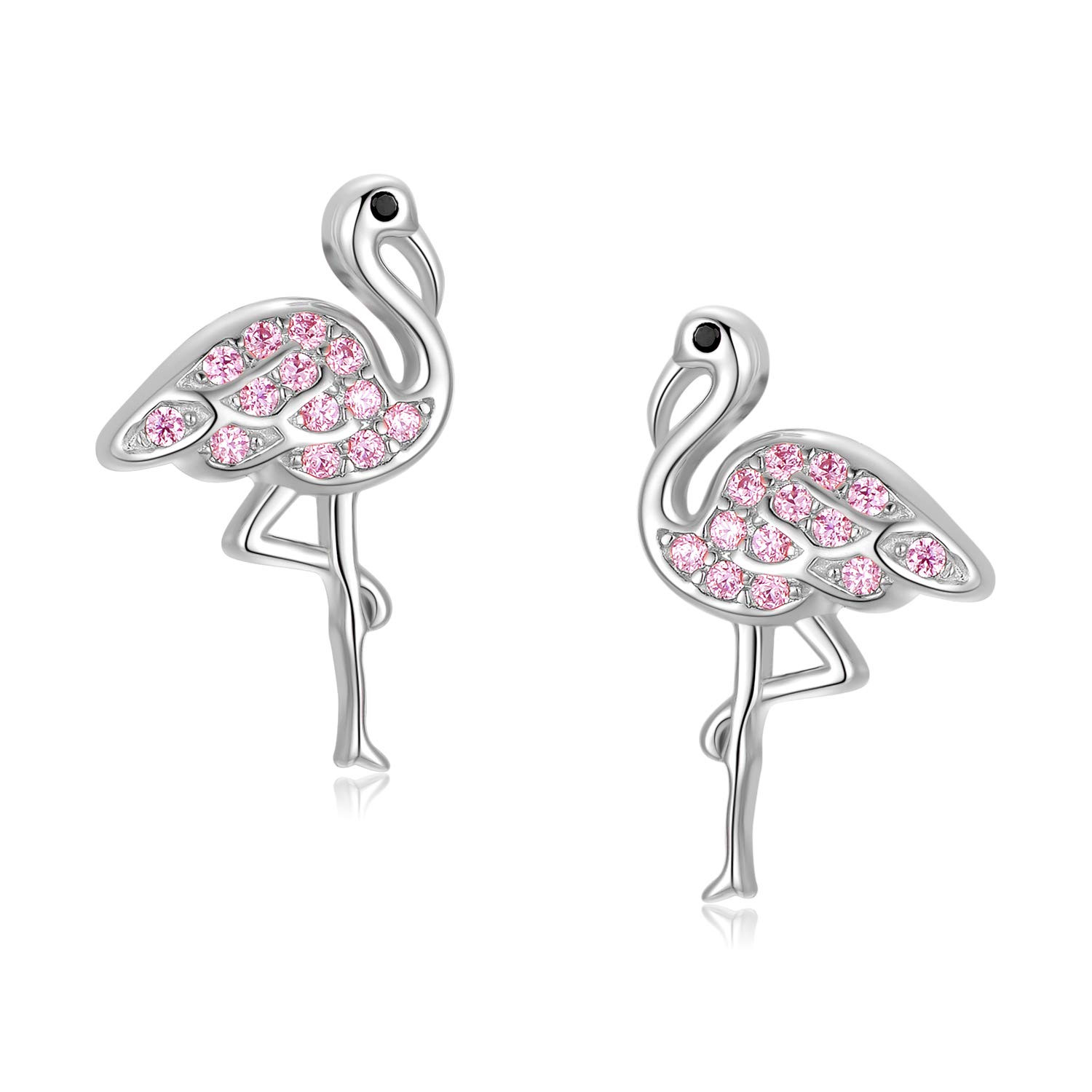 Flamingo Stud Earrings 925 Sterling Silver animal Earrings Pink Cute Animal Flamingo Gifts for girls — image 1