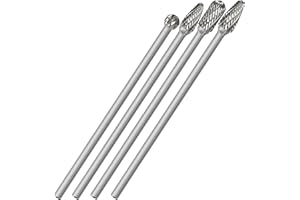 Sworker 4Pcs Long Carbide Burr Set 1/4" Shank Total L 6.1" Die Grinder Bits Rotary Rasp Attachment Cut Port Grind Metal Cast 