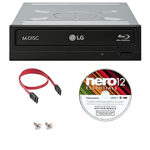 LG WH16NS40 16X Blu-ray BDXL DVD CD Internal Burner Drive Bundle with Free Nero Burning Software + SATA Cable + Mounting Screws
