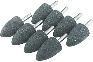 Luo ke 25mm Cone Shape Grinding Stone - 1/4" Shank Aluminum Oxide Mounted Grinding Stones Sharpening Bits for Rotary Tools Drill (Cone Size: 25mm)