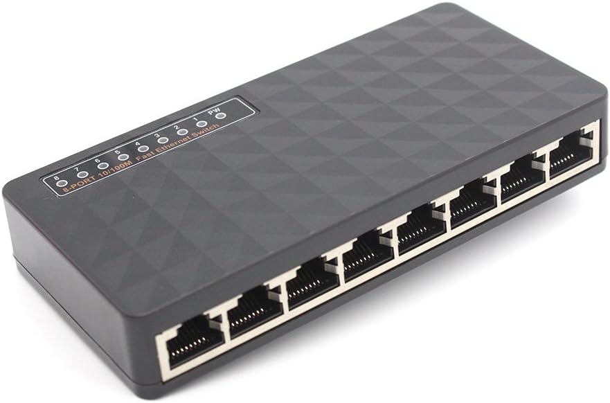 RJ45 Mini 10/100Mbps 8 Ports Fast Ethernet Network Switch for Desktop PC Router … (8 Ports 10/100Mbps)