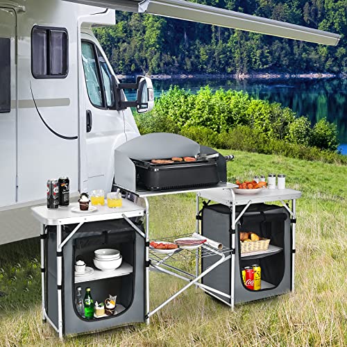 Giantex Camping Kitchen Station, Folding Grill Table with 26'' Tabletop