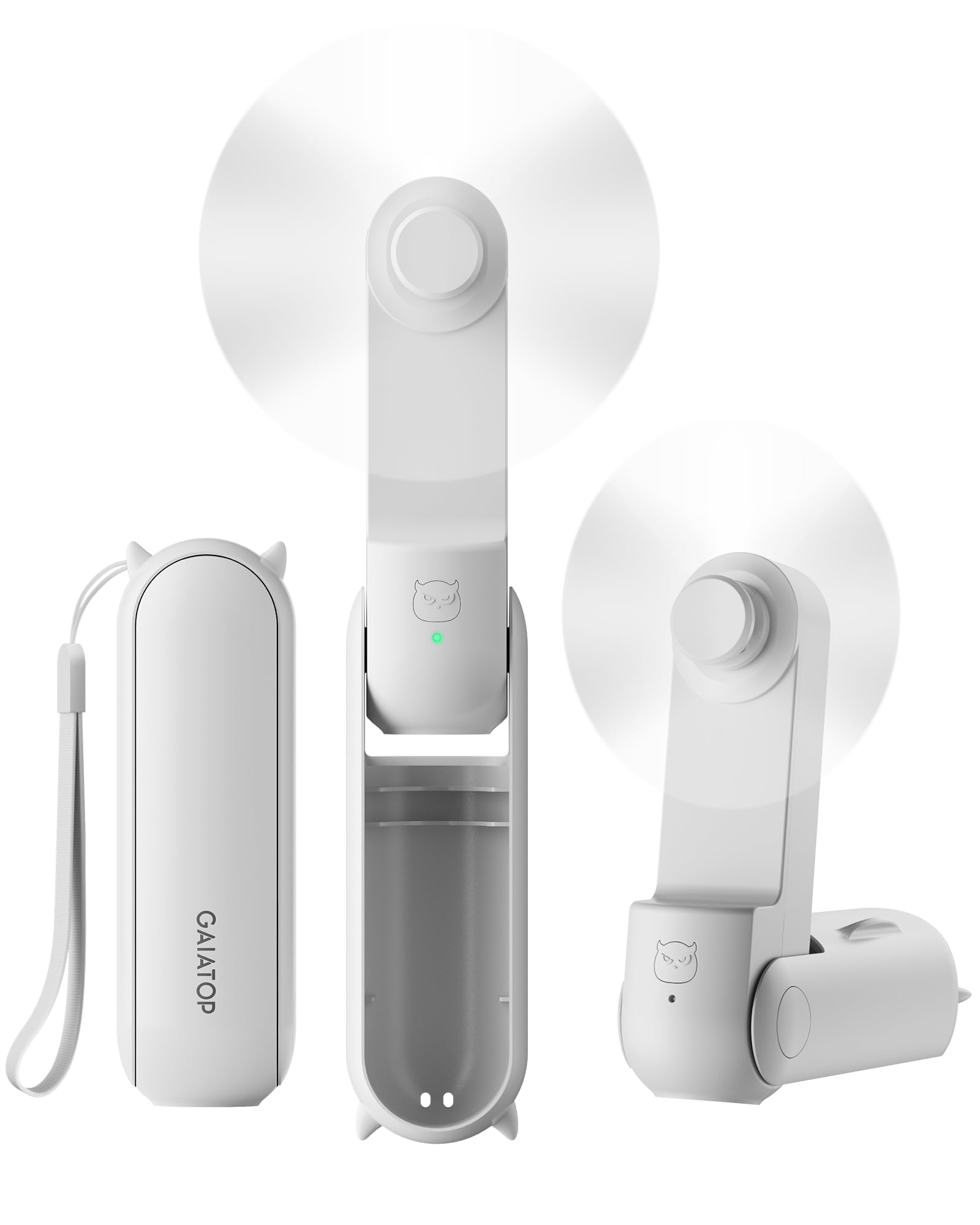 GAIATOP Portable Handheld Fan, 3 IN 1 Mini Foldable Travel Fans [17H Max Cooling Time] with Power Bank, Pocket Design USB Rechargeable for Travel Concert Lash Makeup, Summer Gifts for Women Girl White