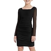 EXARUS Girls Formal Long Sleeve/Spaghetti Strap Dress Teen Party Dance Tween Juniors Tight Cute Bodycon Short Dresses
