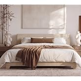 Allewie King Size Upholstered Bed Frame Adjustable Headboard, Beige | Platform Bed with Heavy Duty Mattress Foundation, Noise-Free, Easy Assembly, Wood Slat Support, No Box Spring Needed