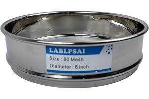 LABLPSAI 80 Mesh Lab Sieves 8" Diameter 304 Stainless Steel Wire Cloth Test Sieve for Industrial Laboratory Home