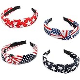 hhdatc American Flag Headband USA Patriotic Independence Day 4th of July Baseball Headbands for Women Red White and Blue